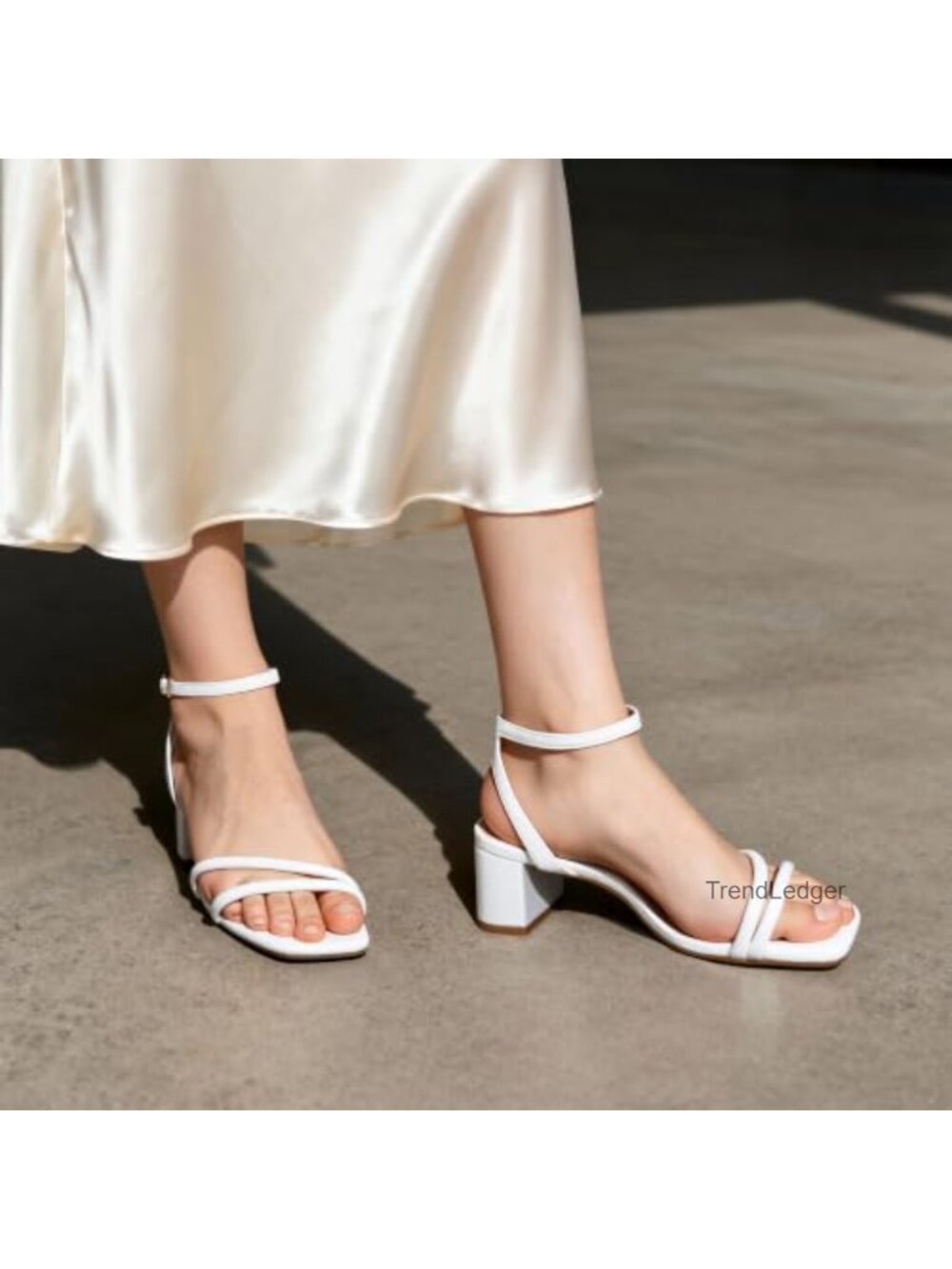 Women's Chunky Block Heel Ankle Strap Sandals Faux Leather Square Toe Heels - Picture 3 of 6